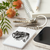 Wild Wolf Black & White Artwork Schlüsselanhänger (Vorderseite rechts)