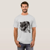 Wild Wolf Black & White Artwork T-Shirt (Vorne ganz)
