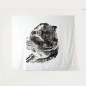 Wild Wolf Black & White Artwork Wandteppich (Vorderseite (Horizontal))