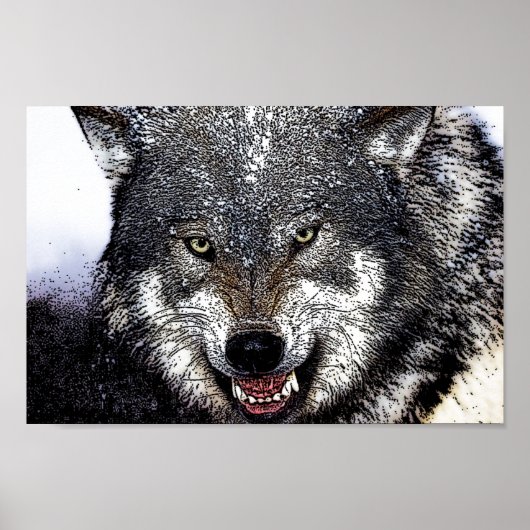 Wild Wolf Eyes Artwork Poster Print (Vorne)