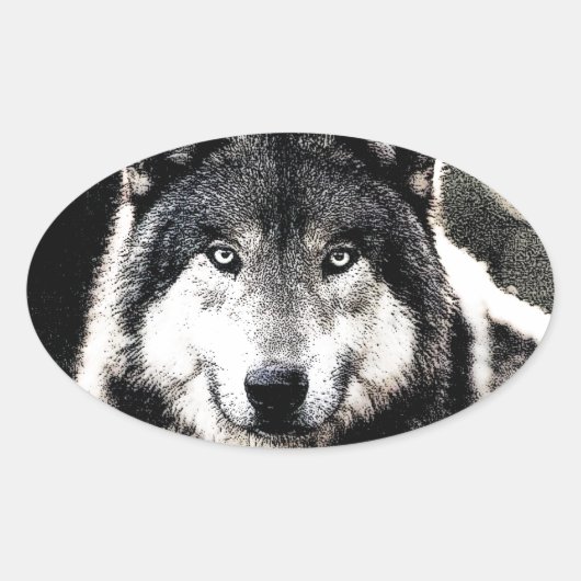 Wild Wolf Eyes Oval Sticker (Vorderseite)