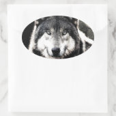 Wild Wolf Eyes Oval Sticker (Tasche)