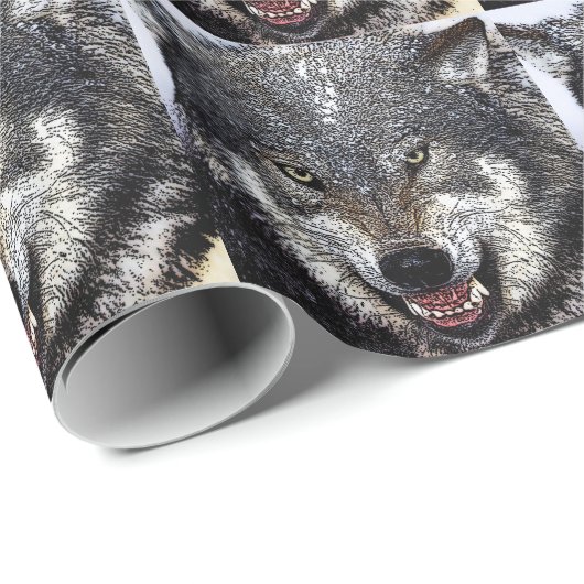 Wild Wolf Geschenkpapier (Rolleneckpunkt)