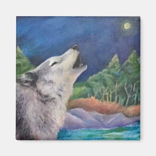 Wild Wolf Howling Magnet (Vorne)