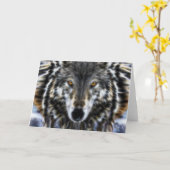 Wild Wolf Inspirational Portrait Karte (Gelbe Blume)
