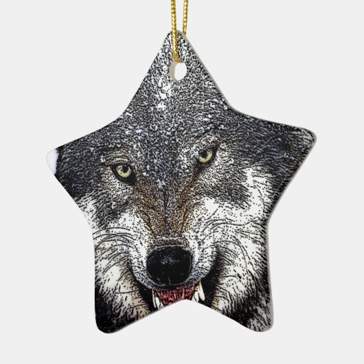 Wild Wolf Keramik Ornament (Links)