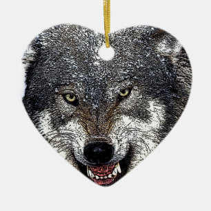 Wild Wolf Keramik Ornament