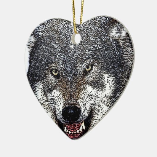 Wild Wolf Keramik Ornament (Links)