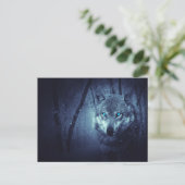 Wild Wolf mit schönen blauen Augen Postkarte (Stehend Vorderseite)