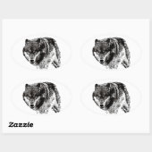 Wild Wolf Ovaler Aufkleber (Blatt)