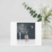 Wild wolf painted in watercolor during the winter postkarte (Stehend Vorderseite)