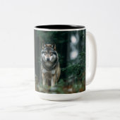 Wild Wolf Photo Mug – Majestic Wildlife Coffee Cup Zweifarbige Tasse (VorderseiteRechts)