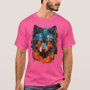 Wild Wolf Portrait Artwork Animal Motif T-Shirt