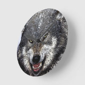 Wild Wolf Runde Wanduhr (Winkel)