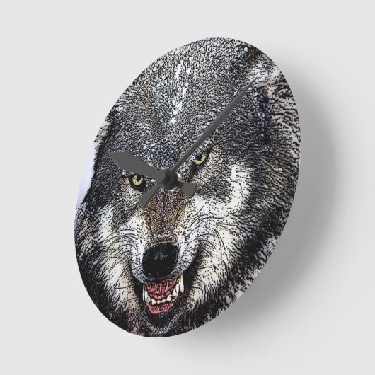 Wild Wolf Runde Wanduhr (Winkel)