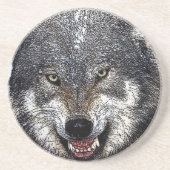 Wild Wolf Sandstein Untersetzer (Vorne)
