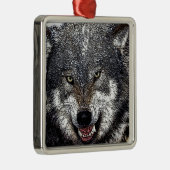 Wild Wolf Silbernes Ornament (Rechts)