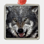 Wild Wolf Silbernes Ornament (Vorne)