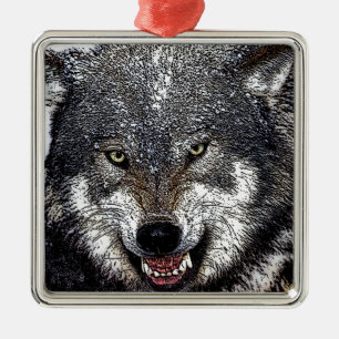 Wild Wolf Silbernes Ornament