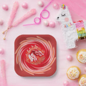 Wild Wolf Teller mit rotem Vierkantpapier (Party)