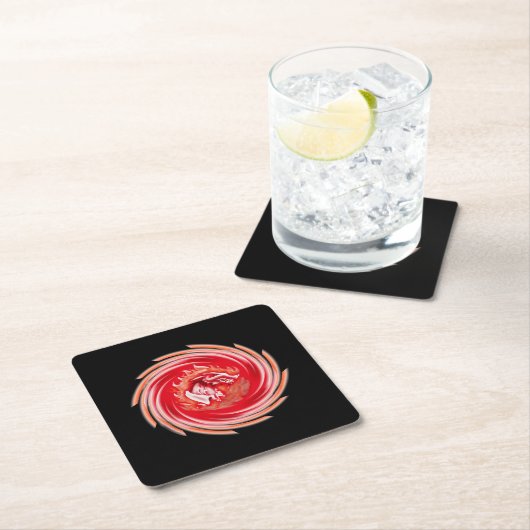 Wild Wolf Whirling Black Paper Drink Coaster Rechteckiger Pappuntersetzer (Vor Ort)