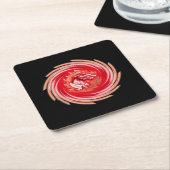Wild Wolf Whirling Black Paper Drink Coaster Rechteckiger Pappuntersetzer (angewinkelt)