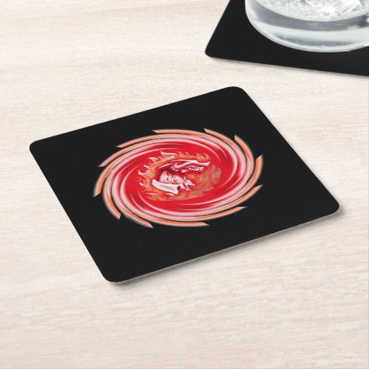 Wild Wolf Whirling Black Paper Drink Coaster Rechteckiger Pappuntersetzer (angewinkelt)