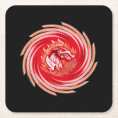 Wild Wolf Whirling Black Paper Drink Coaster Rechteckiger Pappuntersetzer (Vorderseite)