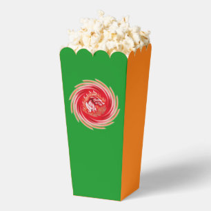 Wild Wolf Whirling grün in orangefarbenen Popcornk Geschenkschachtel