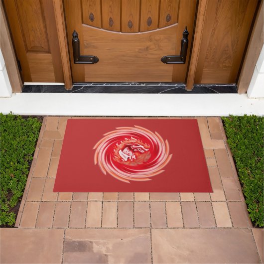 Wild Wolf Whirling Red Doormat Fußmatte (Außenbereich)