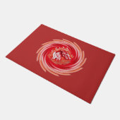 Wild Wolf Whirling Red Doormat Fußmatte (Schrägansicht)