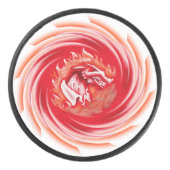 Wild Wolf Whirling White Hockey Puck (Vorderseite)