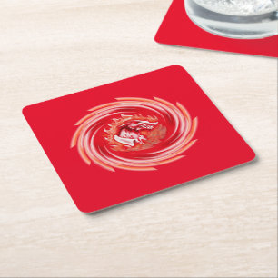 Wild Wolf Whirlpool Red Paper Drinks Coaster Rechteckiger Pappuntersetzer