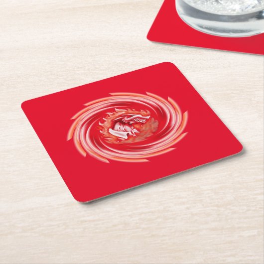 Wild Wolf Whirlpool Red Paper Drinks Coaster Rechteckiger Pappuntersetzer (angewinkelt)