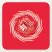 Wild Wolf Whirlpool Red Paper Drinks Coaster Rechteckiger Pappuntersetzer (Vorderseite)