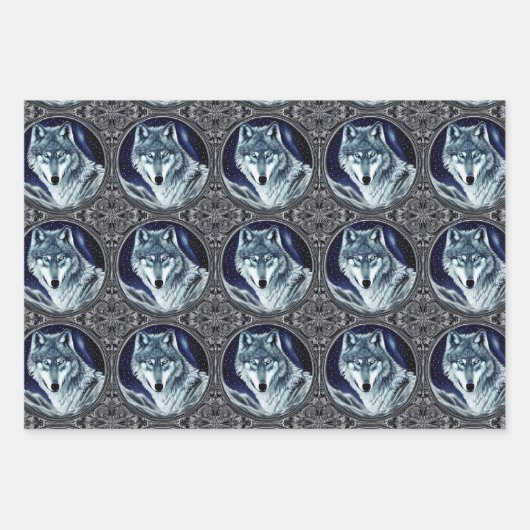 Wild Wolf Wrapping Sheets Geschenkpapier Set (Vorderseite 3)