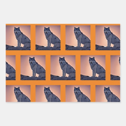 Wild Wolf Wrapping Sheets Geschenkpapier Set (Vorderseite 2)