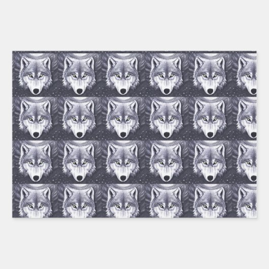 Wild Wolf Wrapping Sheets Geschenkpapier Set (Vorderseite)
