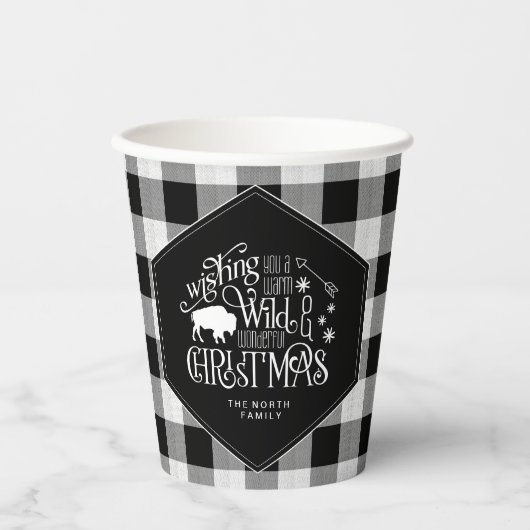 Wild Wonderful Christmas Black Buffalo Kariert ID6 Pappbecher (Vorderseite)