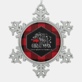 Wild Wonderful Christmas Red Buffalo Kariert ID604 Schneeflocken Zinn-Ornament (Vorderseite)