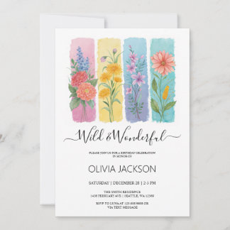 Wild & Wonderful Watercolor Birthday Invitation   Einladung