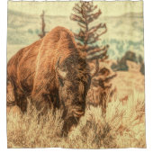 Wild Woodland Bison Duschvorhang (Vorderseite)