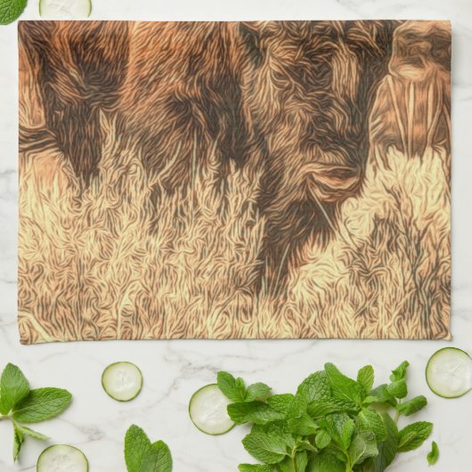 Wild Woodland Bison Geschirrtuch (Gefaltet)