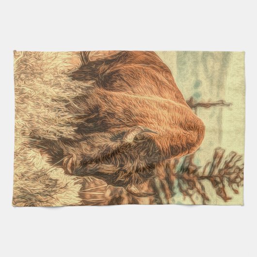 Wild Woodland Bison Geschirrtuch (Horizontal)