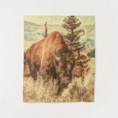 Wild Woodland Bison Wandteppich (Vorderseite)