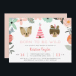 Wild Woodland Kinderdusche Einladung<br><div class="desc">Auf dem Weg zu Ihrem wilden Baby-Duschbad finden Sie eine blühende Boho-Grenze,  ein Paar süße Waldtiere und eine rosa Teepee-Abbildung. "Geboren,  wild zu sein" erscheint in pfirsichfarbenen Schriftzeichen,  darunter die Details der Babydusche. Die Karten werden zu einem rosafarbenen Rosa umkehren.</div>