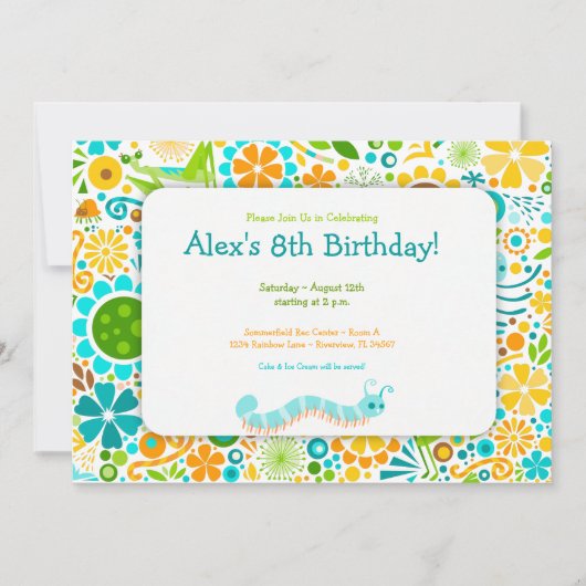 Wild World Niedlich Bugs Party Einladung (Vorderseite)