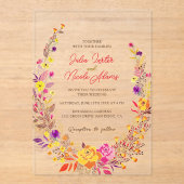 Wild Wreath Beautiful Fall Blume Einfache Hochzeit Acryleinladungen (Vorderseite)