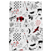 Wild Wunderschönes Weihnachtsmuster Rot/Schwarz ID Mittlere Geschenktüte (Rückseite)