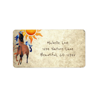 Wild Wüstenpony mit Sun Horse-Adresse Adressaufkleber